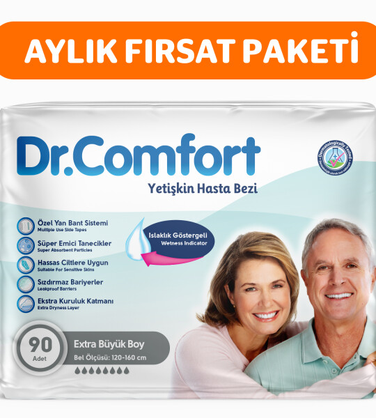 Dr.Comfort Yetişkin Bel Bağlamalı Hasta Bezi Ekstra Large 30'lu 3 paket 90 adet