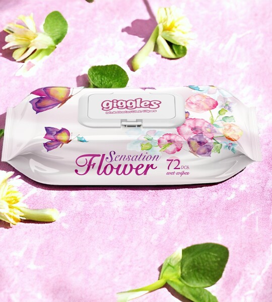 Giggles Sensation Flower Islak Havlu 72'li 12 Paket 864 Mendil