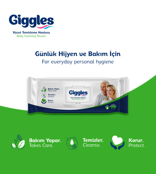 Giggles Vücut Temizleme Havlusu 50'li 24 Paket 1200 Havlu