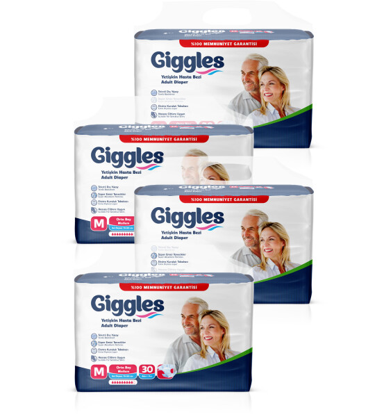 Giggles Yetişkin Bel Bağlamalı Hasta Bezi Medium 30'lu 4 Paket 120 Adet