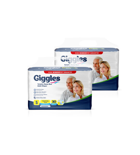 Giggles Yetişkin Bel Bağlamalı Hasta Bezi Small 30'lu 2 Paket 60 Adet