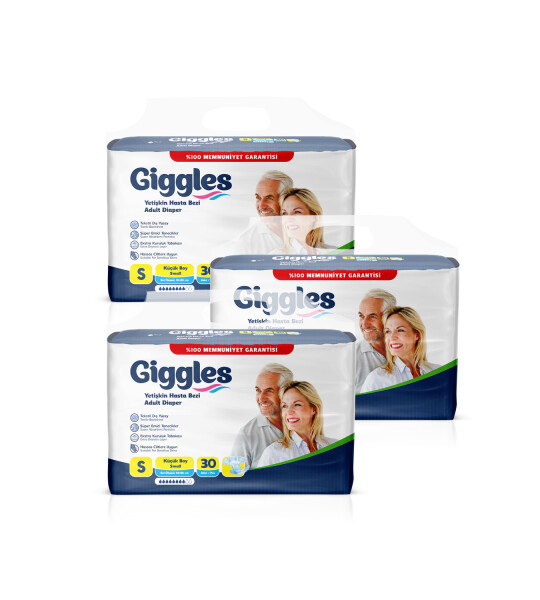 Giggles Yetişkin Bel Bağlamalı Hasta Bezi Small 30'lu 3 Paket 90 Adet