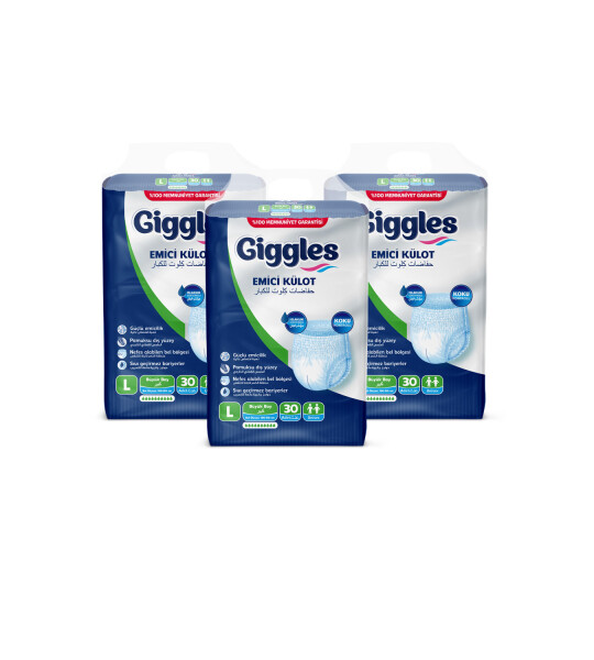 Giggles Yetişkin Emici Külot Large 30'lu 3 Paket 90 Adet