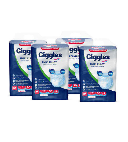 Giggles Yetişkin Emici Külot Medium 30'lu 4 Paket 120 Adet