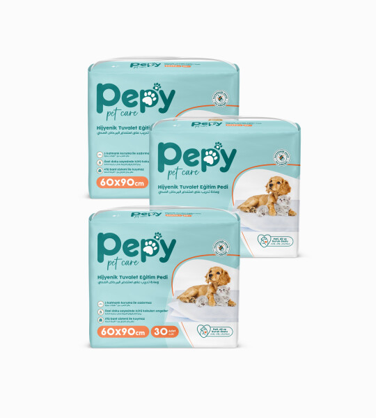 Pepy 60x90 Hijyenik Tuvalet Eğitim Pedi 30'lu 3 Paket 90 Adet